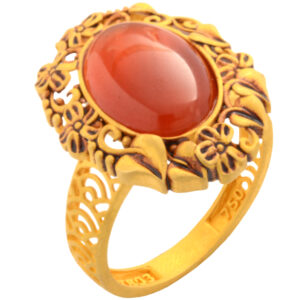 18 carat gold ring for women, mustajabi gold, agate model, code 0058