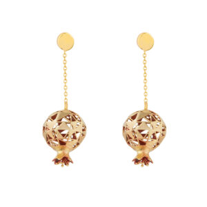Kakami 18 carat gold earrings for women, Pomegranate model, code 277