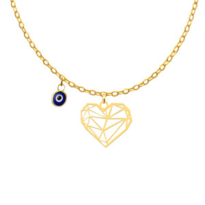 18 carat gold necklace for girls, heart design, model Kr11007