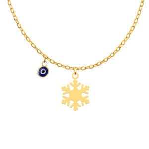 18 carat gold necklace for girls, snow flake design, model Kr11023