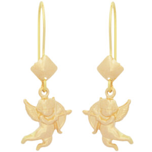 18 carat gold earrings for girls, mustajabi gold model, Angel with a bow, code 79