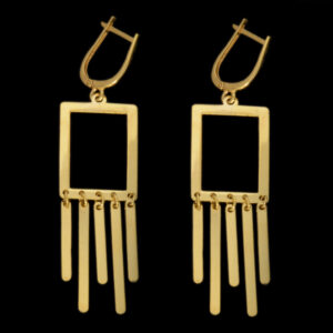 18 carat gold earrings for women, Ellen Nar, rectangular model, code EN670142