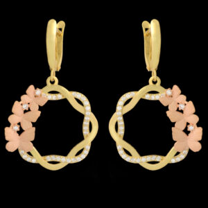 18 carat gold earrings for women, mustajabi gold, model butterfly, code 167092