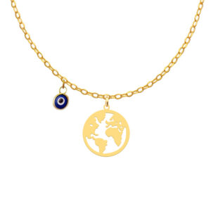 18 carat gold necklace for girls, globe design, model Kr11016