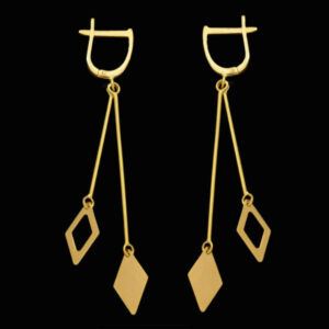 Women's 18 carat gold earrings, Mustajabi gold, diamond model, code 670153