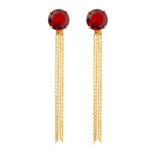 Kakami 18 carat gold earrings for women, ruby model, code 199