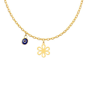 18 carat gold necklace for girls, flower design, model Kr11049