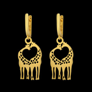 18 carat gold earrings for women, Ellen Nar, giraffe model, code EN01