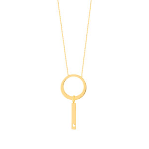 Women's 18 carat gold necklace with circle and pendant