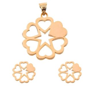 18 carat gold half set for women, heart flower model