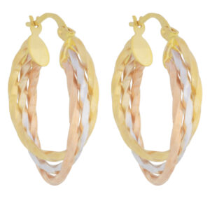 Women's 18 carat gold earrings, mustajabi gold, ring model, code 09