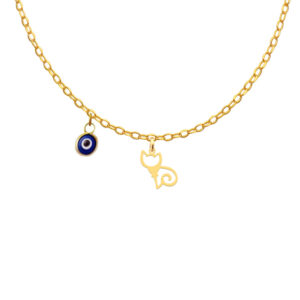 18 carat gold necklace for girls, cat design, model Kr11083