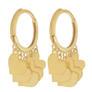 18 carat gold earrings for women, Ellen Nar, heart model, code EN670151