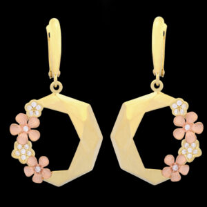 18 carat gold earrings for women, mustajabi gold, Versailles model, code 75
