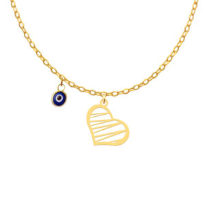 18 carat gold necklace for girls, heart design, model Kr11013