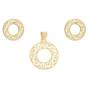 18 carat gold half set for girls, beautiful pattern, circle design, 456