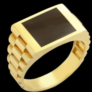 Men's 18 carat gold ring, mustajabi gold, onyx model, code 66