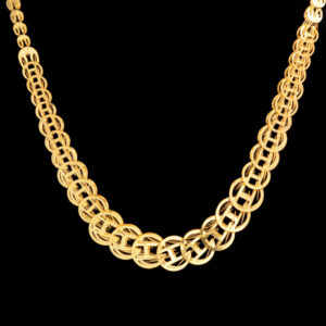 Women's 18 carat gold necklace, mustajabi gold model, laser cut code 45