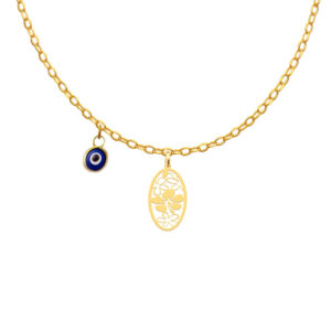 18 carat gold necklace for girls, flower design, model Kr11046
