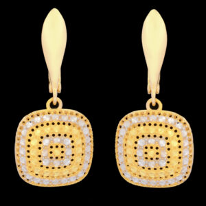 18 carat gold earrings for women, mustajabi gold model, Ava square cut, code 671