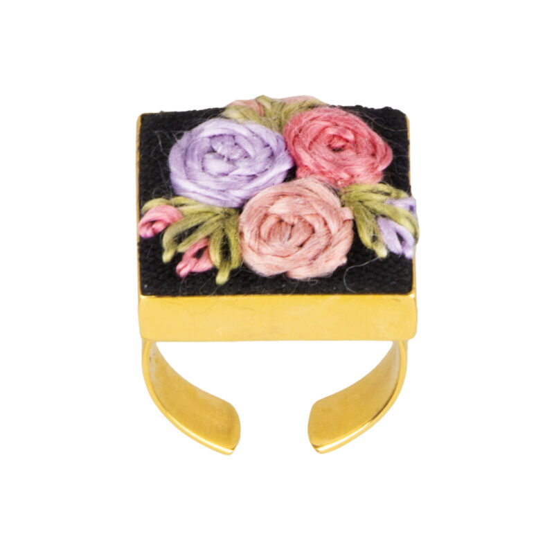 18 carat gold ring for women, gold and silk, model TA6002
