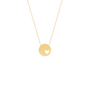 18 carat gold necklace for women, heart and circle model