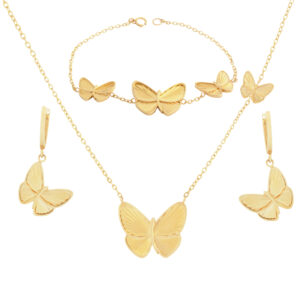 Women's half set of 18 carat gold, Mustajabi gold, butterfly model, code 68004