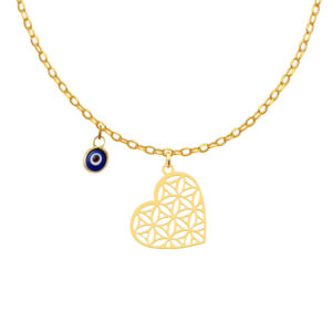 18 carat gold necklace for girls, heart design, model Kr11003