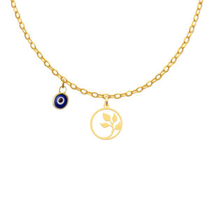 18 carat gold necklace for girls, branch and leaf design, model Kr11051