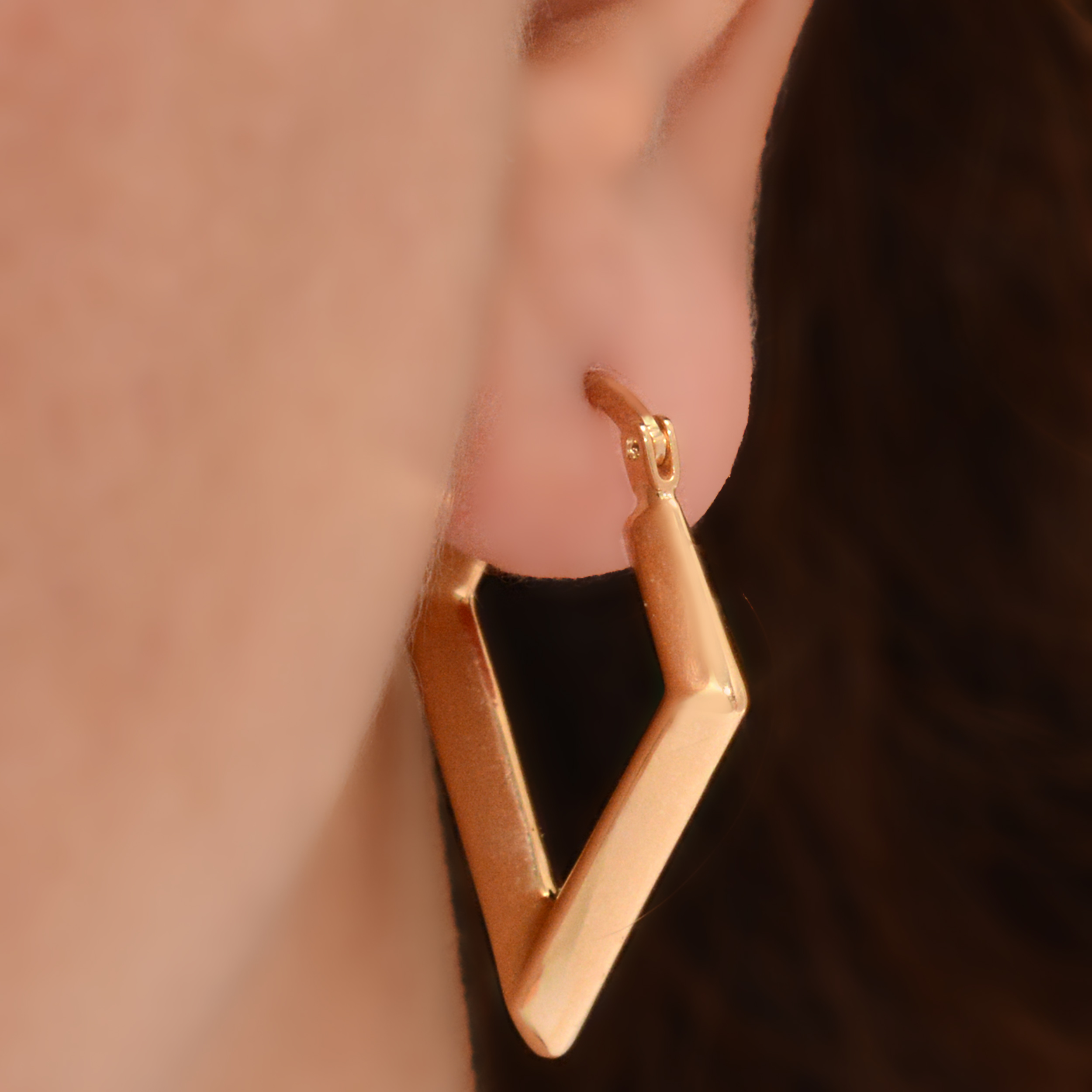 Women's 18 carat gold earrings, mustajabi gold, rhombus model, code 403 - Image 3