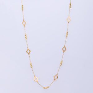 Women's 18 carat gold necklace, rhombus model