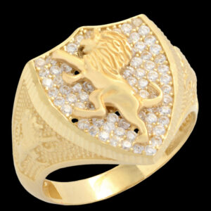 18 carat gold ring for men, mustajabi gold, lion model, code 62
