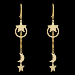 18 carat gold earrings for women, Ellen Nar, moon and star model, code EN1670902