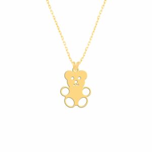 18 carat gold necklace for girls, bear model