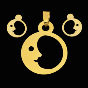 Half set of 18 carat gold for girls, Mustajabi gold, Moon model, code 67125