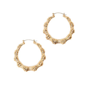 18 karat gold earrings for women, bamboo model 01