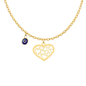 18 carat gold necklace for girls, multi-heart design, model Kr11006