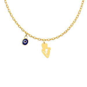 18 carat gold necklace for girls, mother and child design, model Kr11086