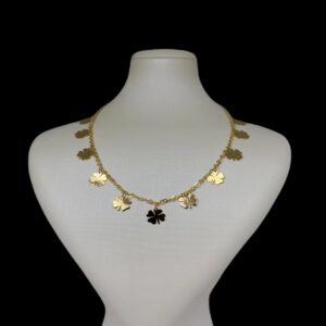 18 carat gold necklace for women, flower model