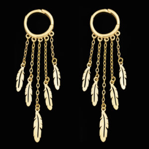 18 carat gold earrings for women, Elen Nar, Rocco feather design, ELN670172