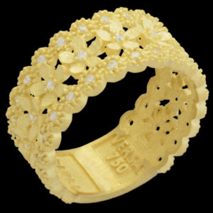 18 carat gold ring for women, mustajabi gold, Versailles model, code 53