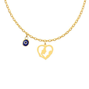 18 carat gold necklace for girls, mother and child design, model Kr11085