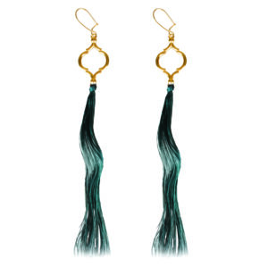 18 carat gold earrings for women, gold and silk, model TA5001