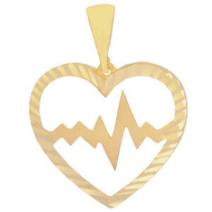 Women's 18 carat gold necklace pendant, Mustajabi gold, heart and heartbeat model, code 02