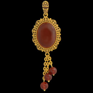 Women's 18 carat gold necklace pendant, mustajabi gold, agate model, code 6755