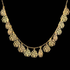 18 carat gold necklace for women, Ellen Nar, sequin model, Rose 01