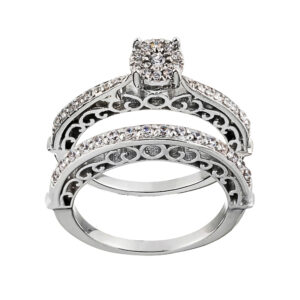 18 carat gold ring for women, Seven Jewelry, model 1004, set of 2 pieces