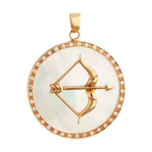 18 carat gold necklace pendant for women, Azar month symbol model