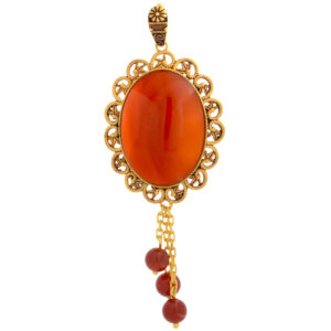 Women's 18 carat gold necklace pendant, mustajabi gold, agate model, code 8
