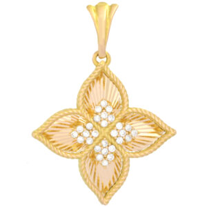 Women's 18 carat gold necklace pendant, mustajabi gold, flower model, code B1